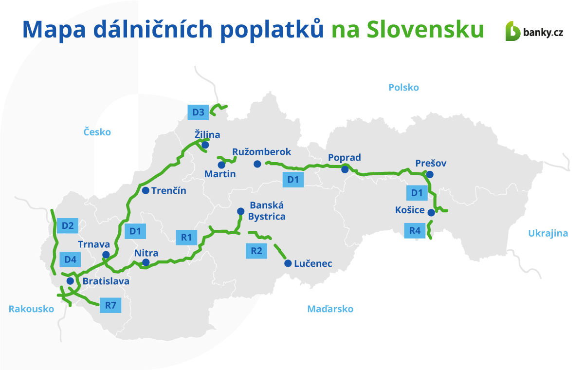 Mapa dálničních poplatků na Slovensku Mapa dálničních poplatků na Slovensku