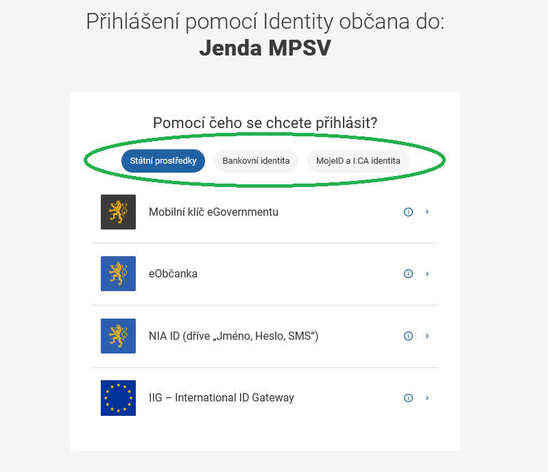 Přihlášení do aplikace Jenda Přihlášení do aplikace Jenda