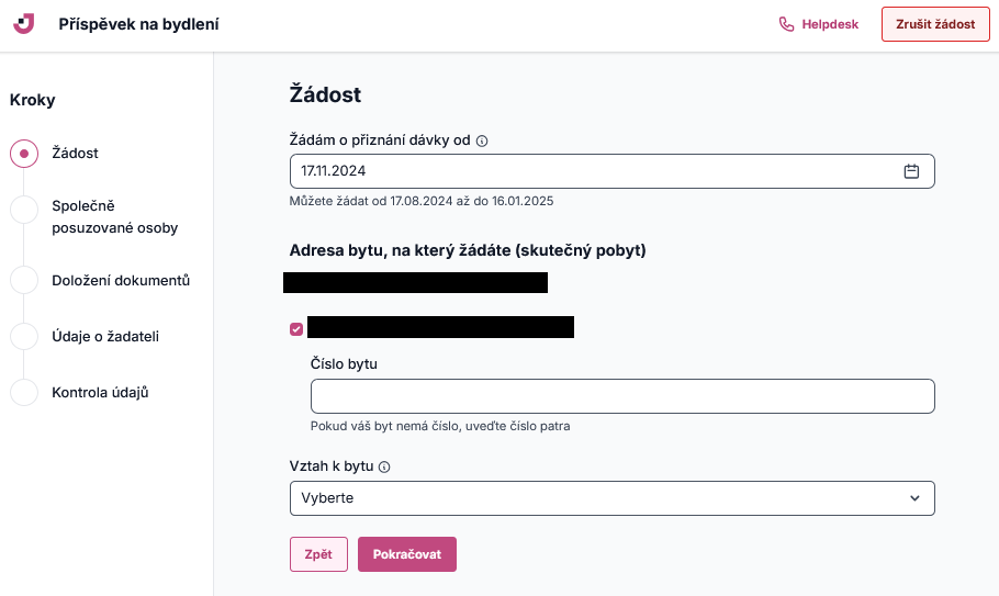 Postup žádosti, krok první Postup žádosti, krok první