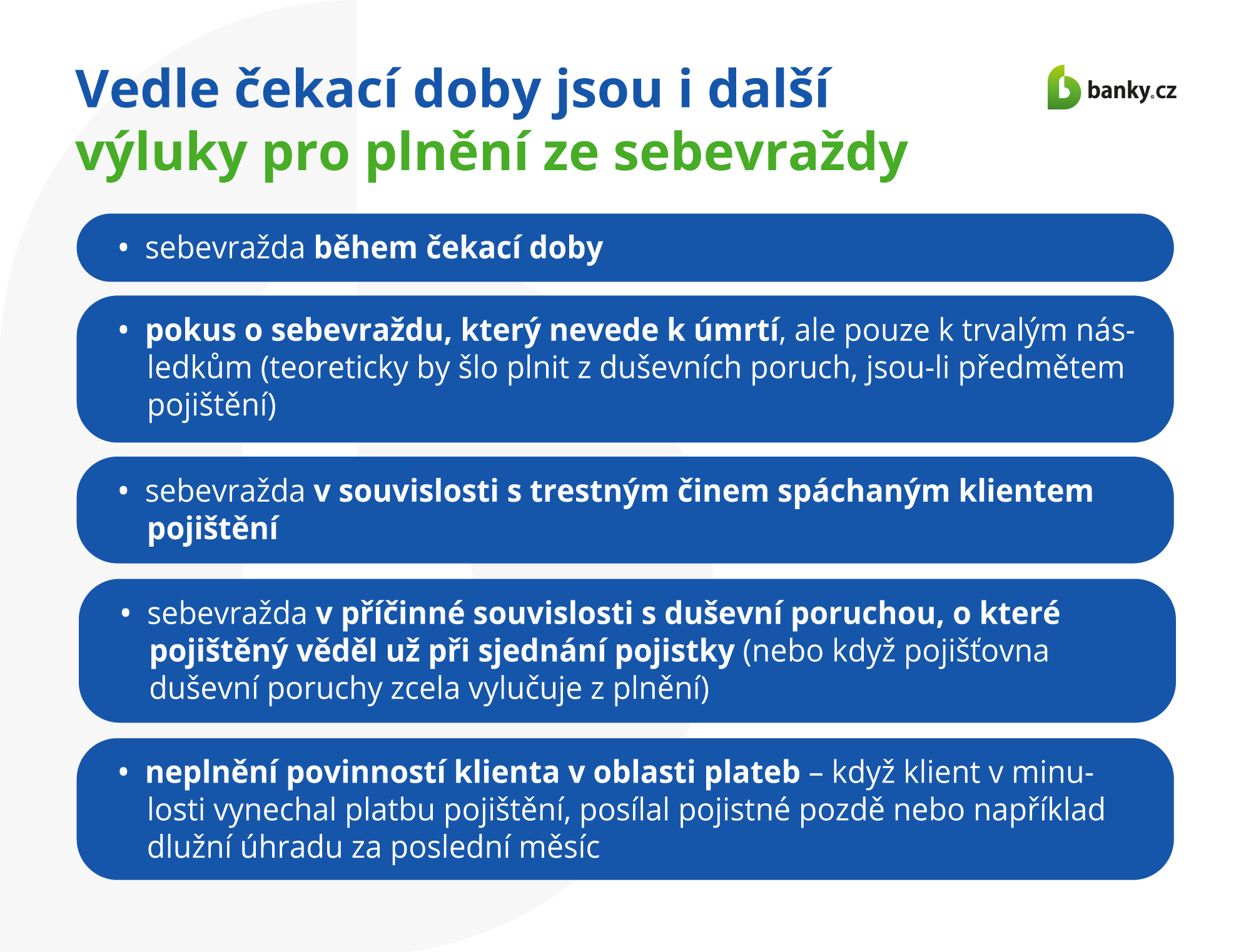 Vedle čekací doby jsou i další výluky pro plnění ze sebevraždy Vedle čekací doby jsou i další výluky pro plnění ze sebevraždy