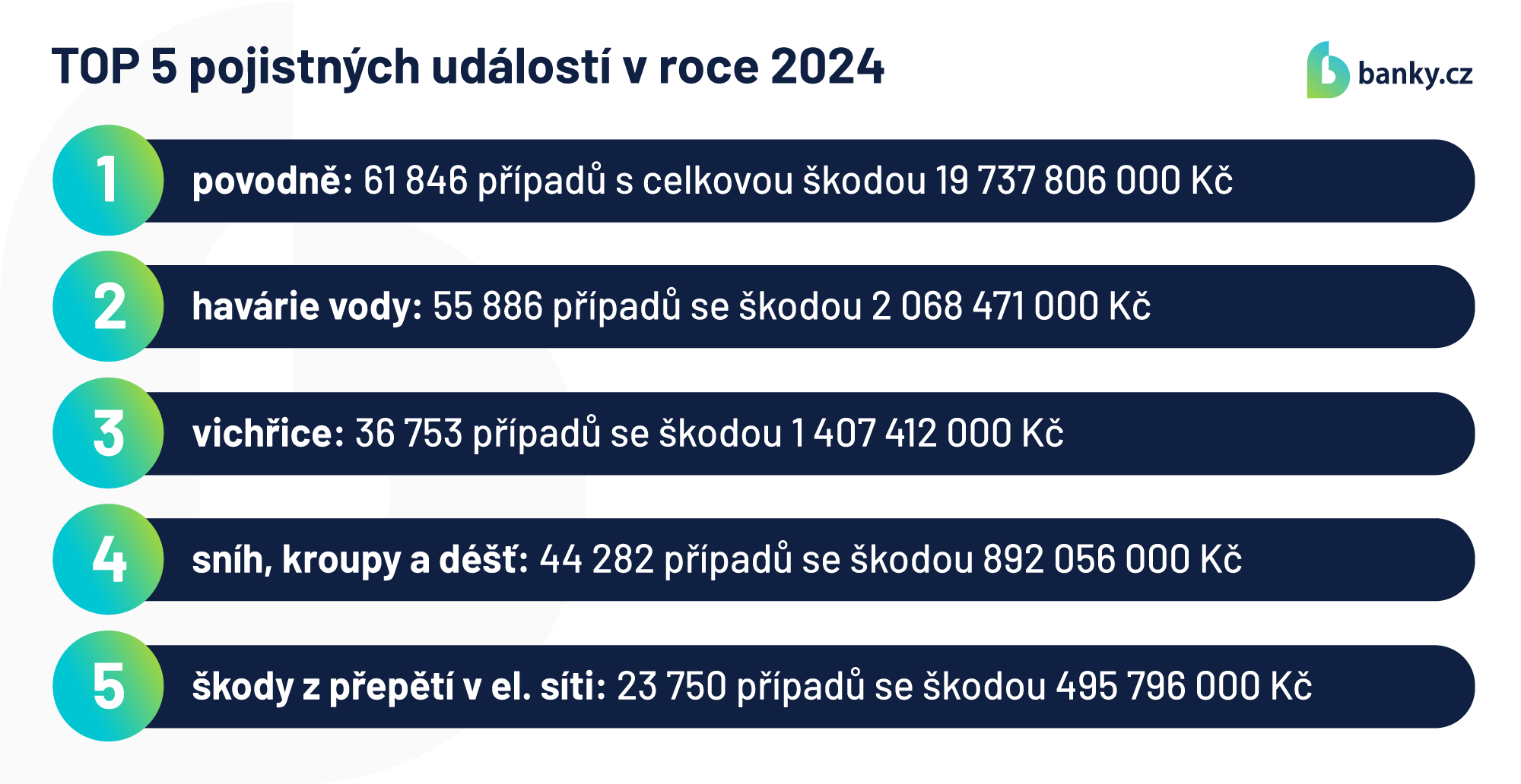 TOP 5 pojistných událostí v roce 2024