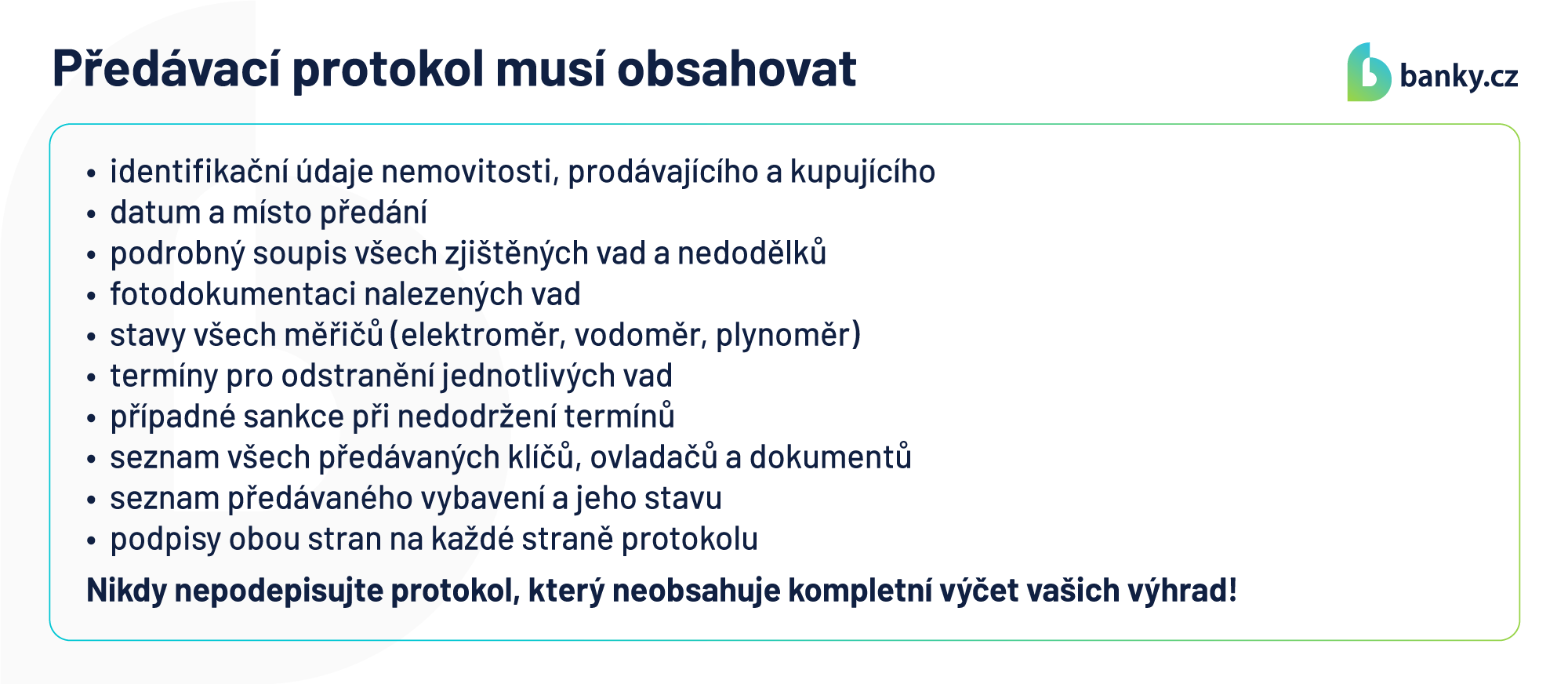 Předávací protokol musí obsahovat spoustu informací Předávací protokol musí obsahovat spoustu informací