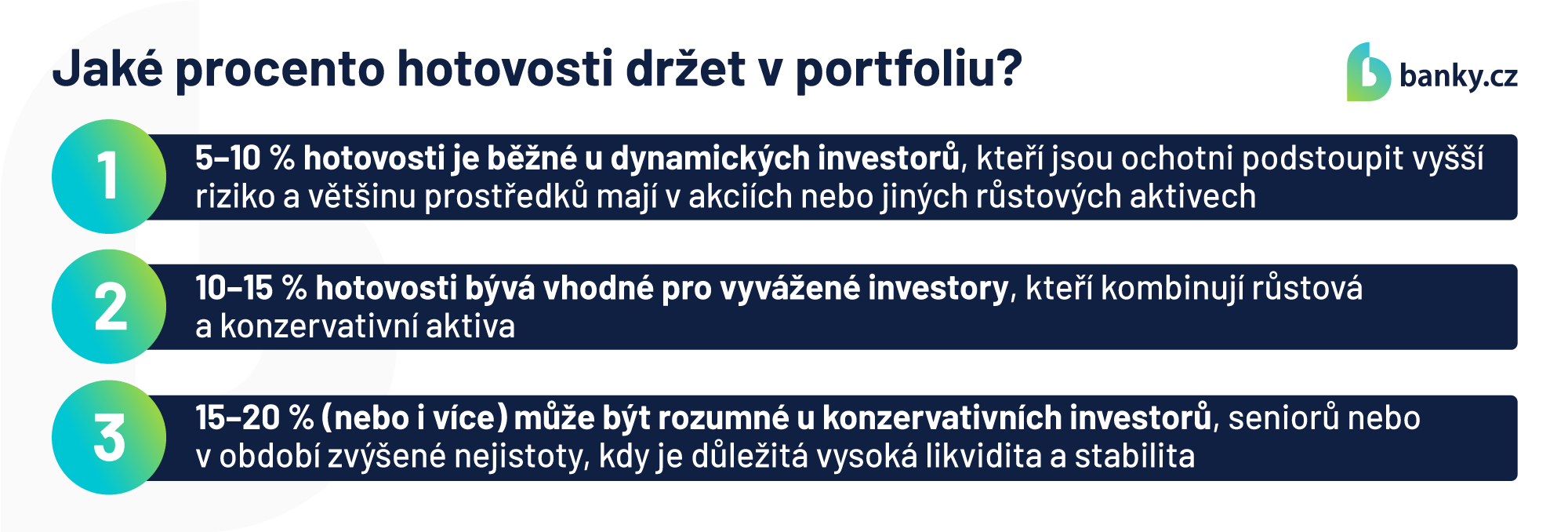 Jaké procento hotovosti držet v portfoliu? Jaké procento hotovosti držet v portfoliu?