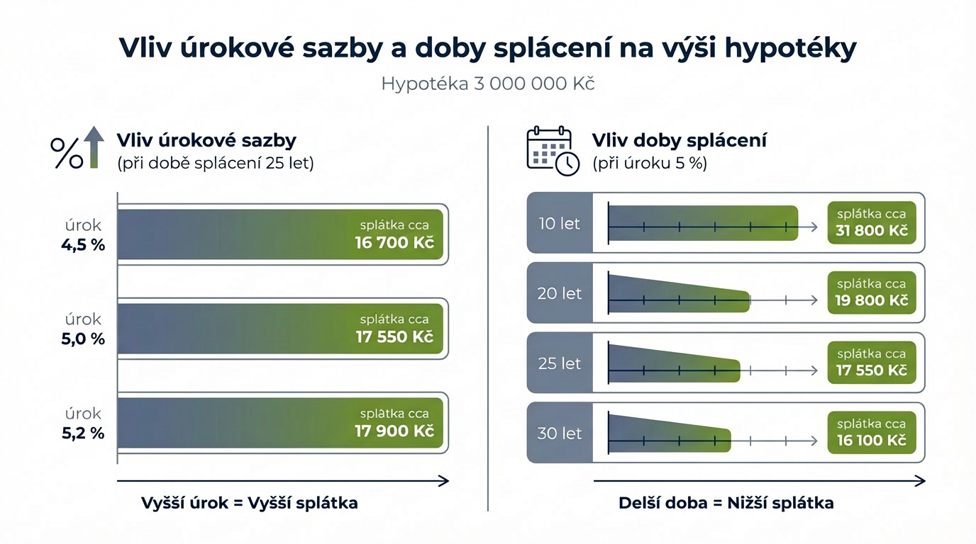 Vliv úrokové sazby a délky splácení na výši hypotéky