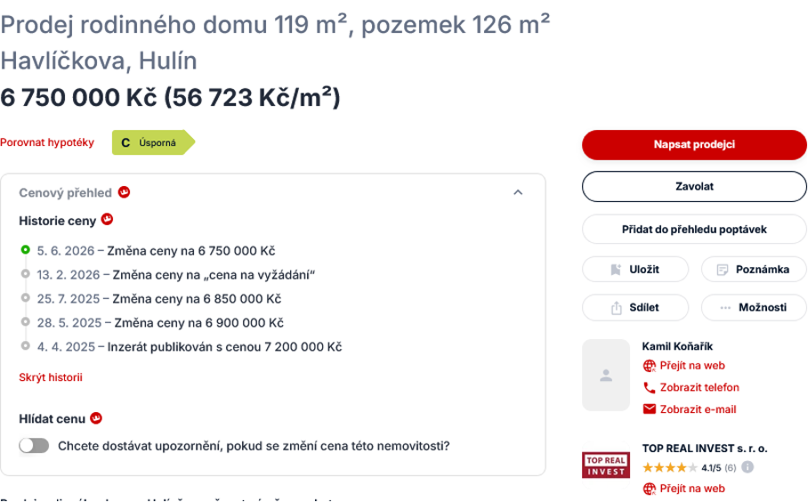Sreality.cz historie ceny nabídky Sreality.cz historie ceny nabídky