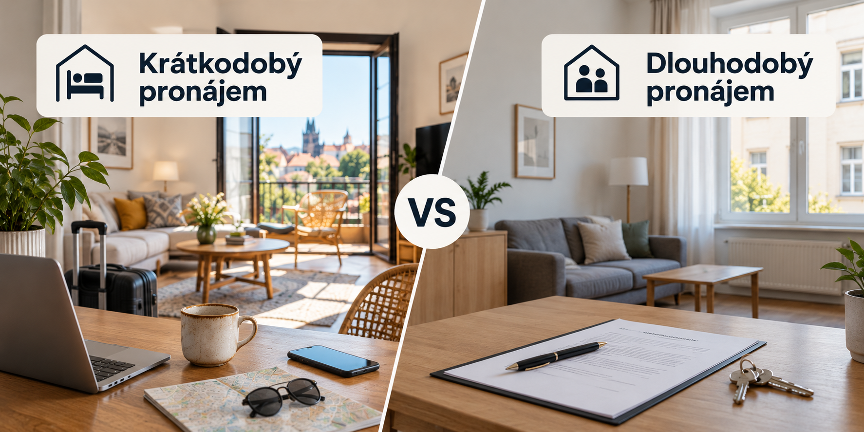 Krátkodobý vs. dlouhodobý pronájem: srovnání výnosů, nákladů a rizik