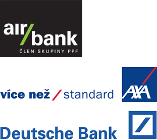 Loga s lomítkem: Air Bank, AXA, Deutsche Bank
