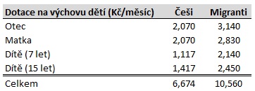 Dotace na výchovu dětí